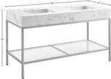 Marmo Contemporary Bathroom Vanity with Elegant Artificial Marble and Stylish Stainless Steel Base