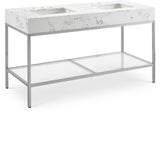 Marmo Contemporary Bathroom Vanity with Elegant Artificial Marble and Stylish Stainless Steel Base