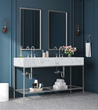 Marmo Contemporary Bathroom Vanity with Elegant Artificial Marble and Stylish Stainless Steel Base