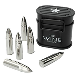 Whiskey Stones Ammunition Box Bullets Stainless Steel - Set of 6 1.75in Bullet Chillers, The Wine Savant Stainless Steel Whiskey Rocks Bullet Shaped Ice Chillers, Beautiful Case to Take to Go! (Black)
