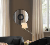 Galaxy Glass Round Mirror - Oversized 36" Modern Geometric Design in Matte Black for Contemporary Style