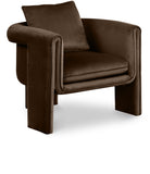 Sloan Elegant Velvet Accent Chair with Comfortable Curved Arms and Stylish Matching Pillow for Relaxation