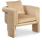 Sloan Elegant Velvet Accent Chair with Comfortable Curved Arms and Stylish Matching Pillow for Relaxation