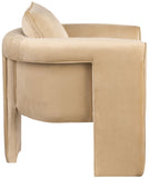 Sloan Elegant Velvet Accent Chair with Comfortable Curved Arms and Stylish Matching Pillow for Relaxation