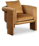 Sloan Elegant Velvet Accent Chair with Comfortable Curved Arms and Stylish Matching Pillow for Relaxation