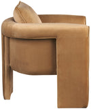 Sloan Elegant Velvet Accent Chair with Comfortable Curved Arms and Stylish Matching Pillow for Relaxation