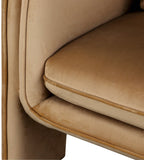 Sloan Elegant Velvet Accent Chair with Comfortable Curved Arms and Stylish Matching Pillow for Relaxation