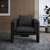 Stylus Boucle Accent Chair - Modern Comfort with Plump Cushions and Stylish Curved Arms for Any Room