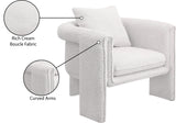 Stylus Boucle Accent Chair - Modern Comfort with Plump Cushions and Stylish Curved Arms for Any Room
