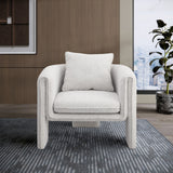 Stylus Boucle Accent Chair - Modern Comfort with Plump Cushions and Stylish Curved Arms for Any Room
