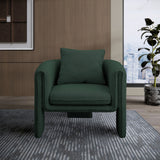Stylus Boucle Accent Chair - Modern Comfort with Plump Cushions and Stylish Curved Arms for Any Room