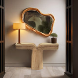 Tee Console Table - Elegant Art Deco Design in Solid Acacia Wood for Stylish Home Decor Display