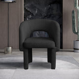 Emmet Contemporary Dining Chair - Luxe Boucle Upholstered Accent Chair with Steel Frame Support