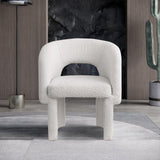 Emmet Contemporary Dining Chair - Luxe Boucle Upholstered Accent Chair with Steel Frame Support