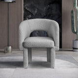 Emmet Contemporary Dining Chair - Luxe Boucle Upholstered Accent Chair with Steel Frame Support