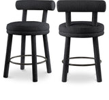 Parlor Counter Stools Set of 2 - Stylish Boucle Upholstered Seating with Solid Wood Frame & Footrest