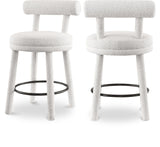 Parlor Counter Stools Set of 2 - Stylish Boucle Upholstered Seating with Solid Wood Frame & Footrest