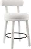 Parlor Counter Stools Set of 2 - Stylish Boucle Upholstered Seating with Solid Wood Frame & Footrest