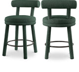 Parlor Counter Stools Set of 2 - Stylish Boucle Upholstered Seating with Solid Wood Frame & Footrest