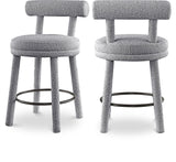 Parlor Counter Stools Set of 2 - Stylish Boucle Upholstered Seating with Solid Wood Frame & Footrest
