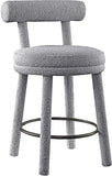 Parlor Counter Stools Set of 2 - Stylish Boucle Upholstered Seating with Solid Wood Frame & Footrest