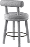 Parlor Counter Stools Set of 2 - Stylish Boucle Upholstered Seating with Solid Wood Frame & Footrest