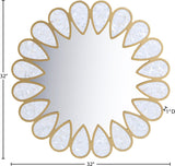 Shell Glass Contemporary Mirror - Stunning 32" Gold Framed Accent with Shell Details for Any Room
