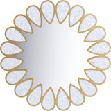 Shell Glass Contemporary Mirror - Stunning 32" Gold Framed Accent with Shell Details for Any Room