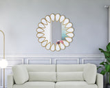 Shell Glass Contemporary Mirror - Stunning 32" Gold Framed Accent with Shell Details for Any Room