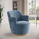Clarita Swivel Accent Chair - Stylish Chenille Comfort with Natural Wood Base for Modern Living Spaces