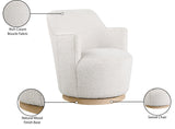 Clarita Swivel Accent Chair - Stylish Chenille Comfort with Natural Wood Base for Modern Living Spaces