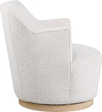 Clarita Swivel Accent Chair - Stylish Chenille Comfort with Natural Wood Base for Modern Living Spaces
