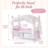 ROBUD Ballet Series - Wooden Doll Canopy Bed for 18 Inch Dolls