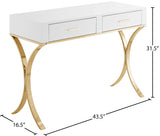 Monroe Contemporary Vanity/Desk/Console Table with Gold Stainless Steel Legs - Stylish Versatility