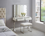 Monroe Contemporary Vanity/Desk/Console Table with Elegant Chrome Legs and Chic White Finish