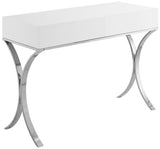 Monroe Contemporary Vanity/Desk/Console Table with Elegant Chrome Legs and Chic White Finish