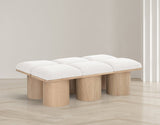 Pavilion Bench: Luxurious Boucle Fabric Seating with Art Deco Design for Entryway and Bedroom Decor