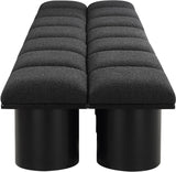 Pavilion Black Boucle Fabric Bench - Luxurious Seating with Art Deco Elegance for Any Space