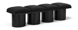 Pavilion Black Boucle Fabric Bench - Elegant Art Deco Seating with Luxurious Cushion and Style