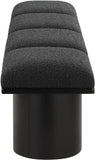 Pavilion Black Boucle Fabric Bench - Elegant Art Deco Seating with Luxurious Cushion and Style