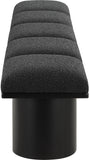 Pavilion Black Boucle Fabric Bench - Luxurious Art Deco Seating for Entryway or Bedroom Style