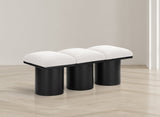 Pavilion Elegant Boucle Fabric Bench with Art Deco Design and Luxurious Seat Cushion for Your Space