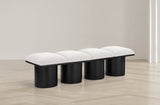 Pavilion Black Boucle Fabric Bench - Elegant Art Deco Seating with Luxurious Cushion and Style