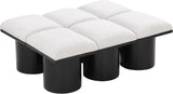 Pavilion Stylish Boucle Fabric Bench with Art Deco Design, Luxurious Cushion, and Versatile Seating