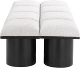 Pavilion Stylish Boucle Fabric Bench - Luxurious Seating with Art Deco Design for Any Room Decor