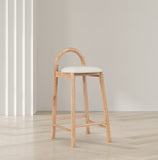 Calvin Mid-Century Modern Stool with Soft Faux Leather, Solid Wood Frame & Contemporary Style