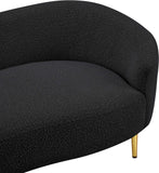 Ritz Boucle Fabric Loveseat - Elegant Comfort with Gold Metal Legs for Modern Living Spaces