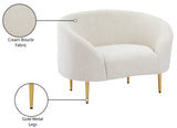 Ritz Boucle Fabric Chair - Elegant Comfort with Gold Metal Legs for a Chic Modern Living Space