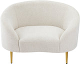 Ritz Boucle Fabric Chair - Elegant Comfort with Gold Metal Legs for a Chic Modern Living Space