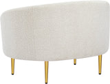 Ritz Boucle Fabric Chair - Elegant Comfort with Gold Metal Legs for a Chic Modern Living Space